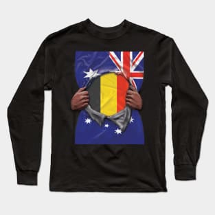 Belgium Flag Australian Flag Ripped - Gift for Belgian From Belgium Long Sleeve T-Shirt